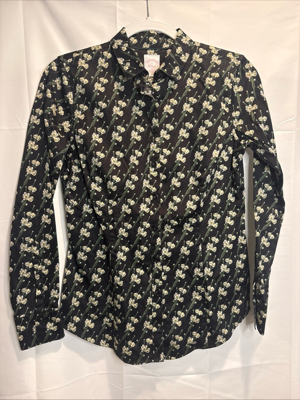 Brooks Brothers Black Floral Button-Down Shirt stretch